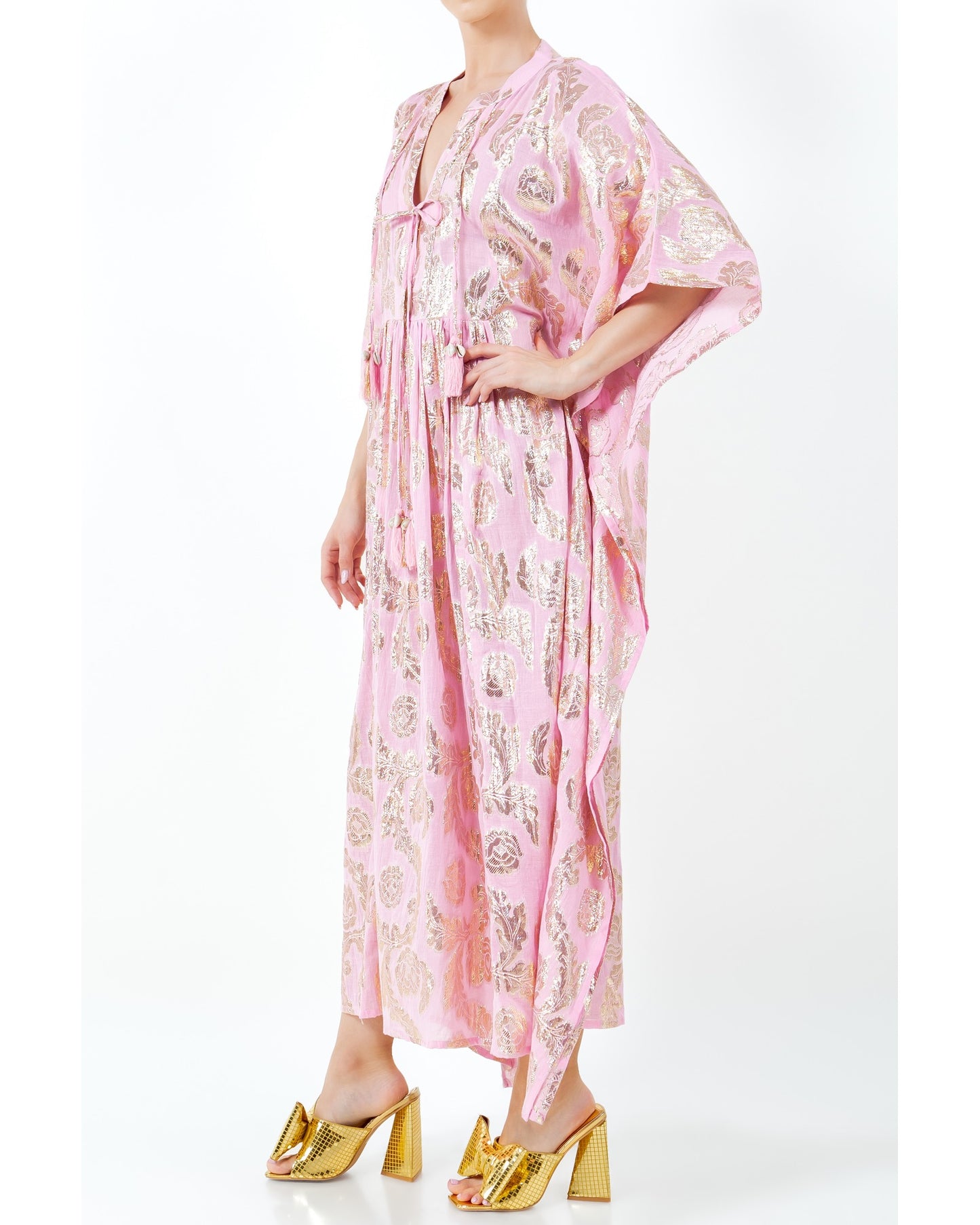 Palm Springs Caftan Maxi Dress - Pink/Gold
