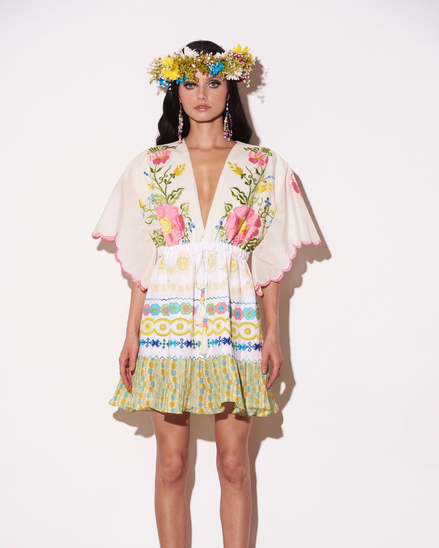 Oasis Embroidered Short Dress