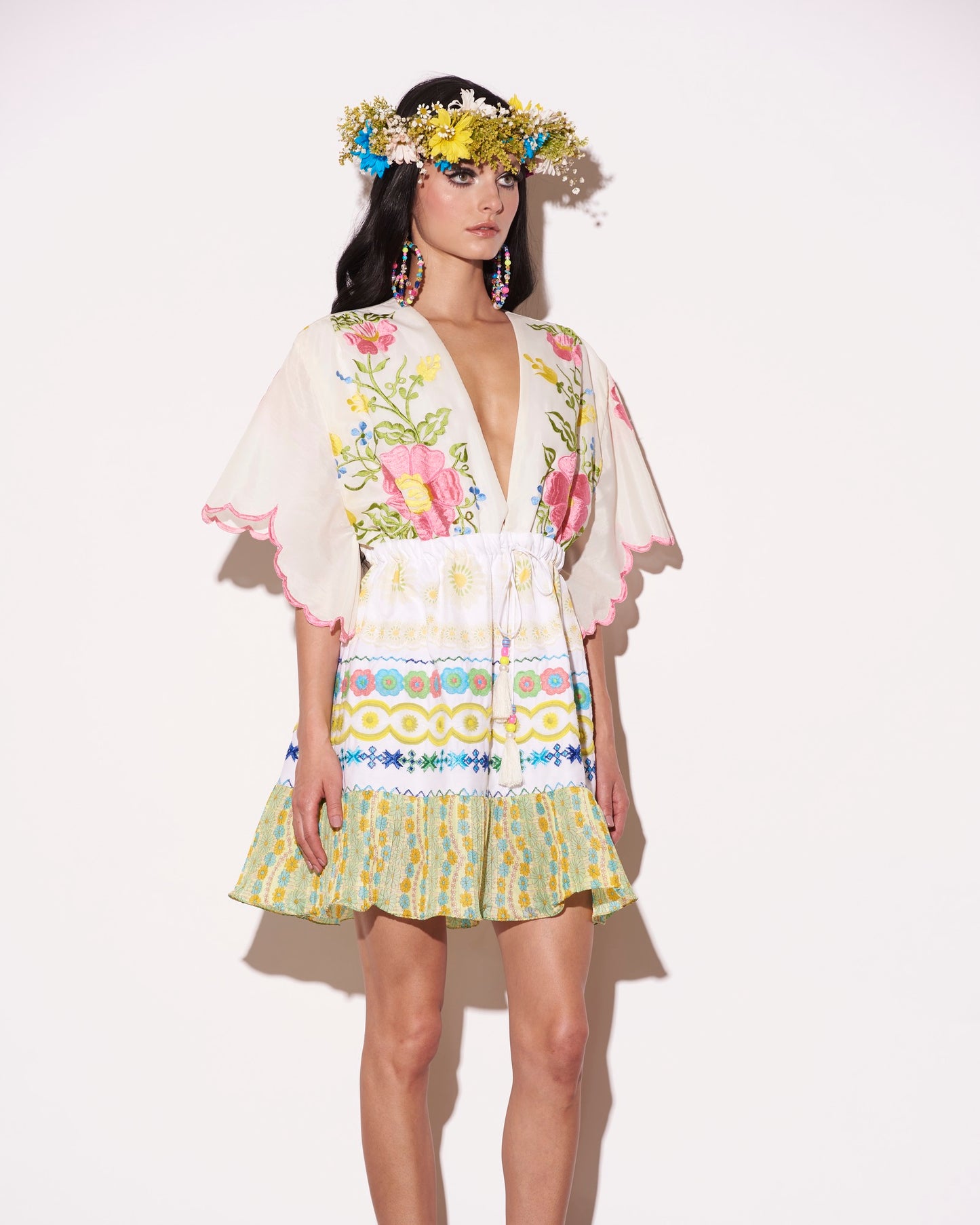 Oasis Embroidered Short Dress