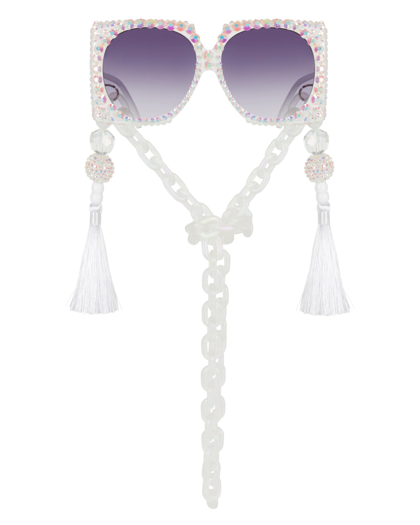 Bubbles Rhinestone Funglasses - White Neon