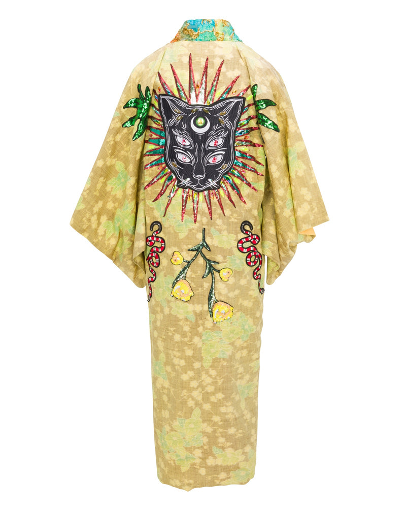 Los Panthera Sequin Kimono - Lime