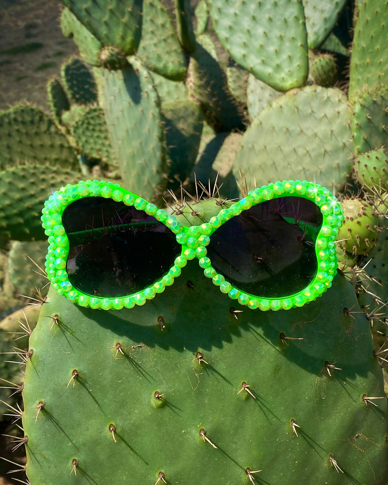 Ragamuffin Rhinestone Funglasses - Green Neon