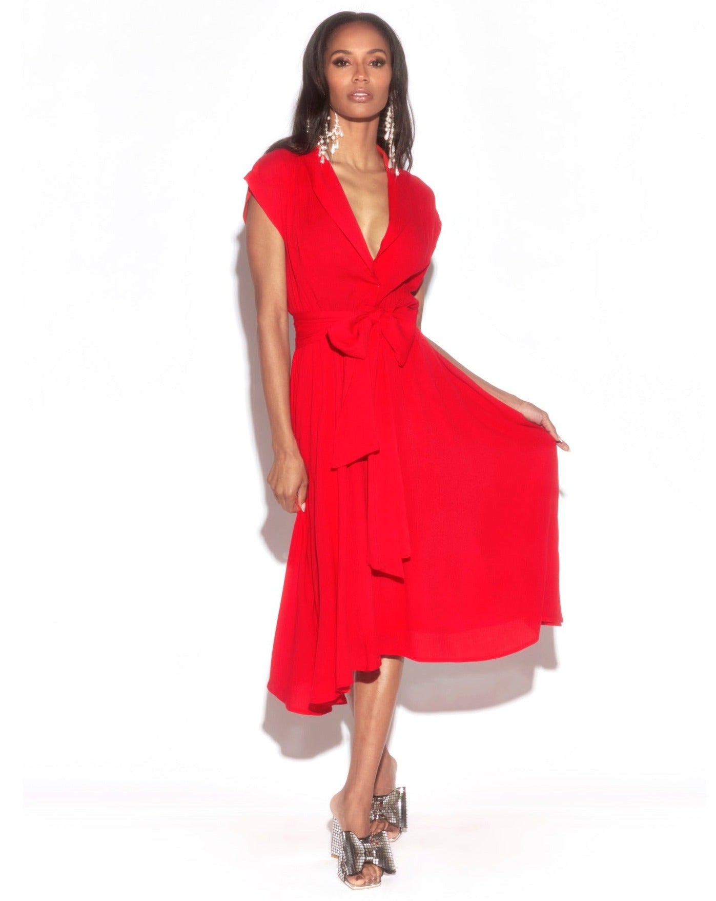 Meghan La Honeysuckle Midi Dress Cherry S