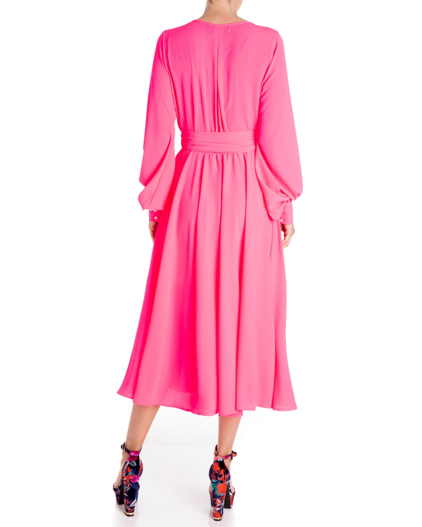 Meghan La Venus Midi Dress Neon Pink S