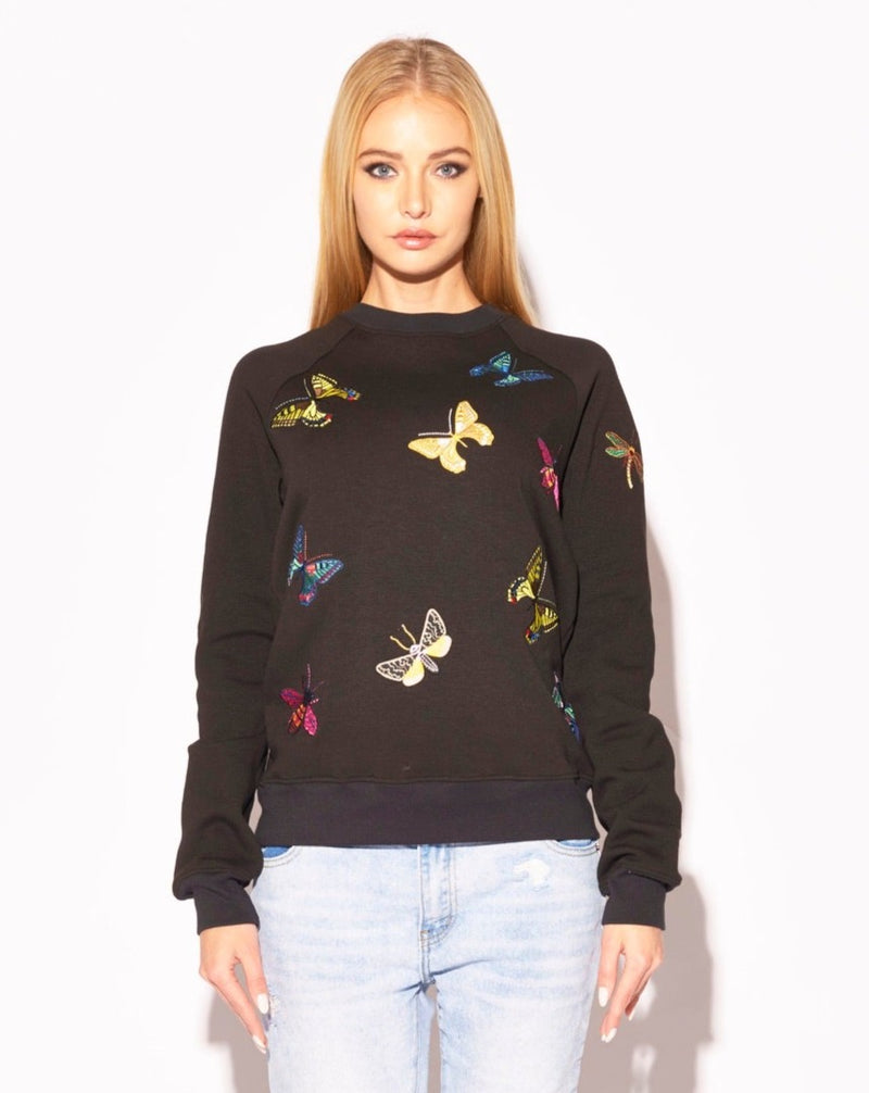 The Jitterbug Embroidered Sweatshirt Shirt - Black
