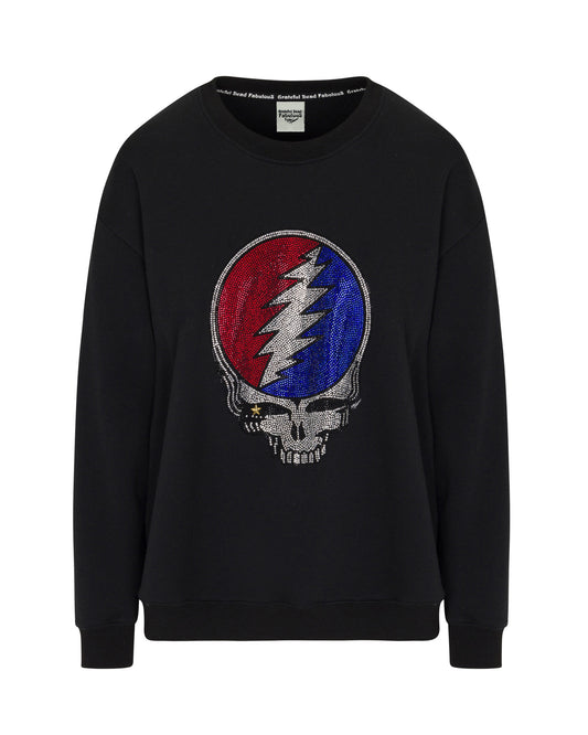 The Original Grateful Dead Rhinestone Stealie Sweatshirt - Black