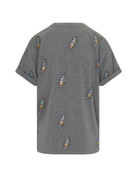 The Original Grateful Dead 13 Pt. Bolt Rhinestone T-Shirt - Heather Gray