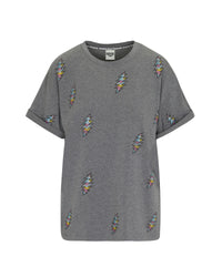 The Original Grateful Dead 13 Pt. Bolt Rhinestone T-Shirt - Heather Gray