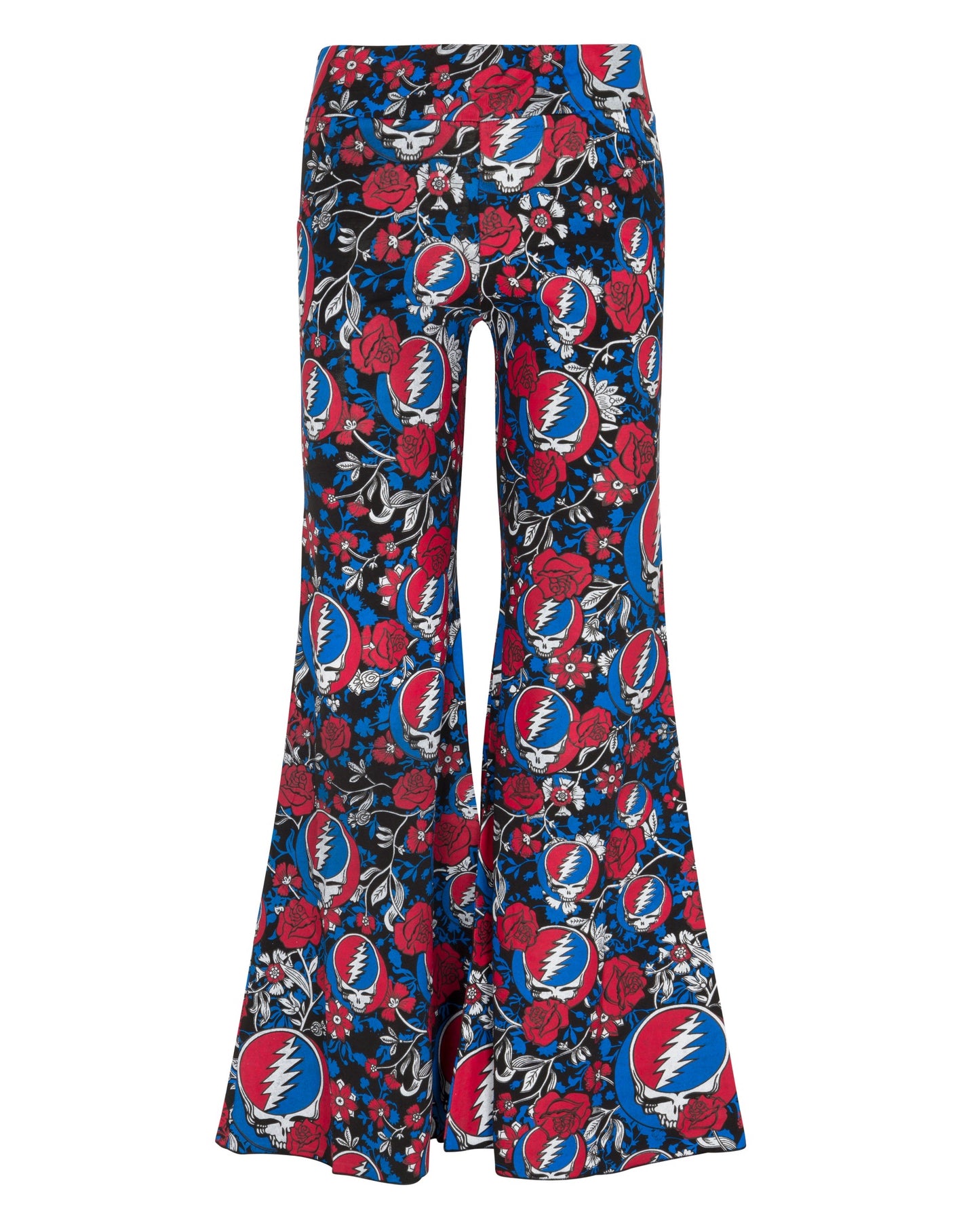 Steal Your Face Grateful Dead Flare Pants - Black Stealie