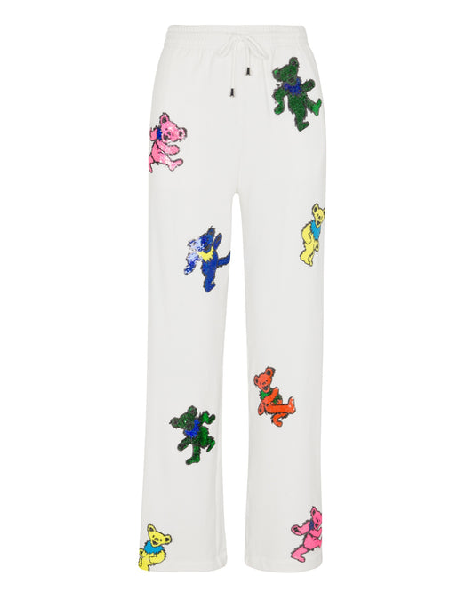 The Original Grateful Dead Dancing Bears Sequin Lounge Pant - White