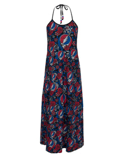 Steal Your Face Grateful Dead Maxi Halter Dress - Black Stealie