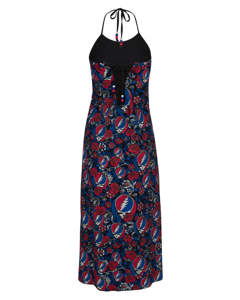 Steal Your Face Grateful Dead Maxi Halter Dress - Black Stealie