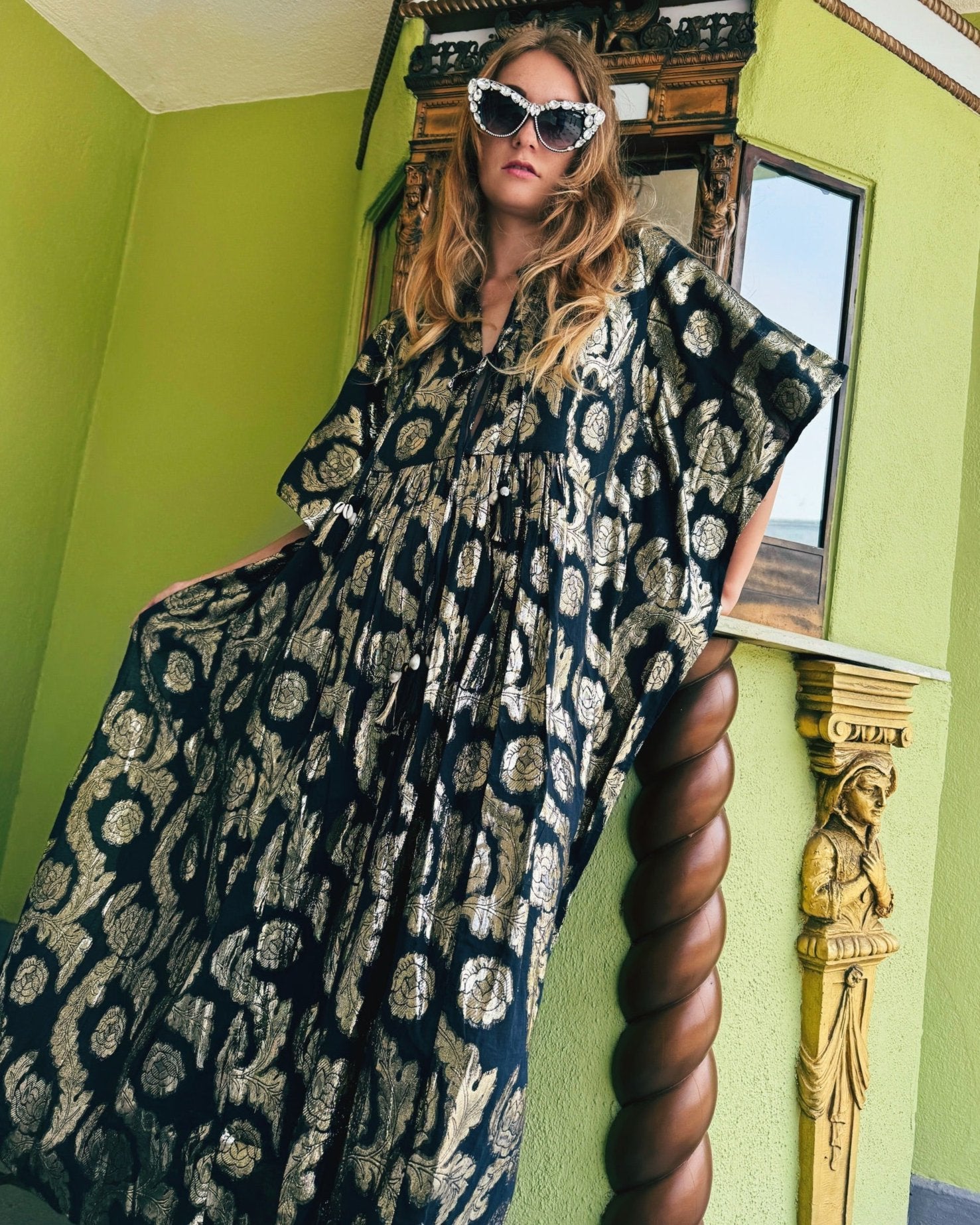 Palm Springs Caftan Maxi Dress Black - Main Image