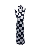 Infinity Faux Leather Gloves - Black/ White Check