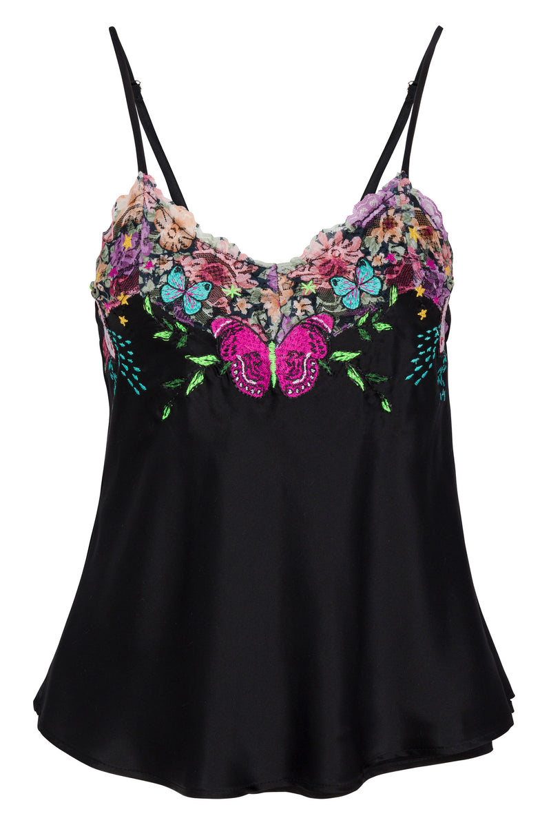 Goddess Embroidered Camisole - Black