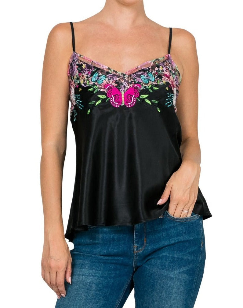 Goddess Embroidered Camisole - Black