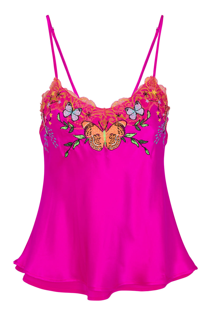 Goddess Embroidered Camisole - Hot Pink