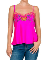 Goddess Embroidered Camisole - Hot Pink
