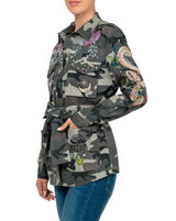 Mystical Goddess Embroidered Camo Jacket