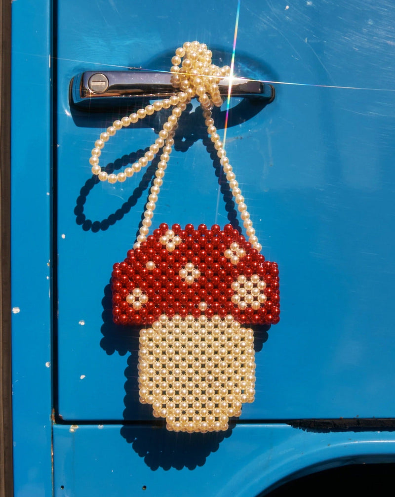 Dial My Plug Beaded Mushroom Stash Bag