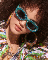 Cool Daddio Rhinestone Funglasses- Turq.