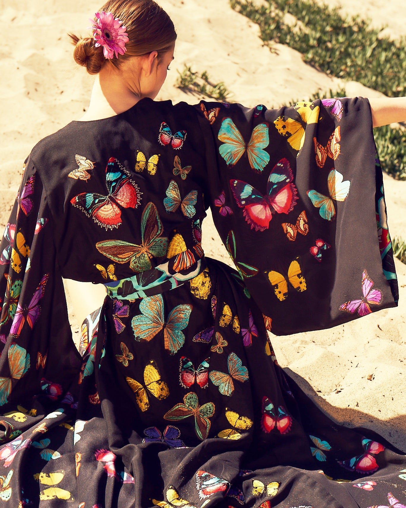 Butterfly Maxi Kimono - Black