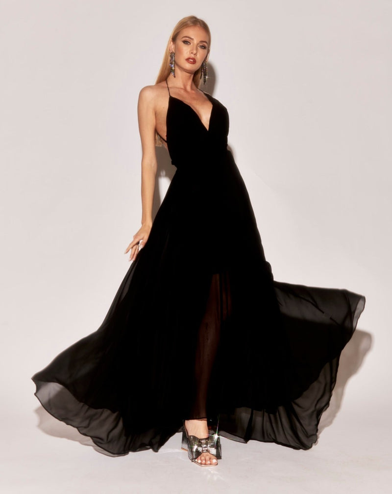 Enchanted Garden Maxi Dress - Black