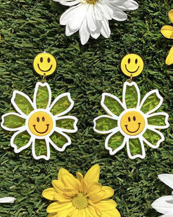 Happy Sunshine Flower Earrings - Yellow