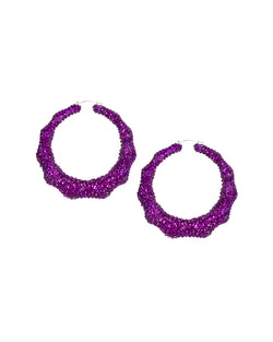 Super Bamboo Rhinestone Hoops - Purple - Limited Edition