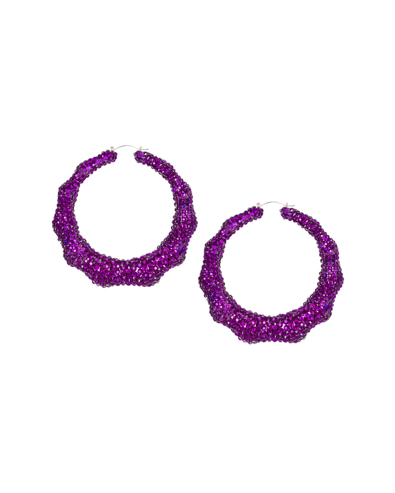 Super Bamboo Rhinestone Hoops - Purple - Limited Edition