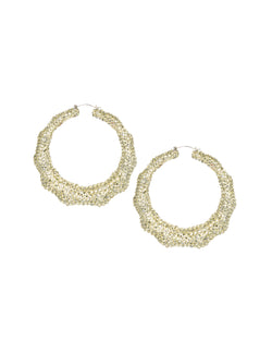 Super Bamboo Rhinestone Hoops - White - Limited Edition