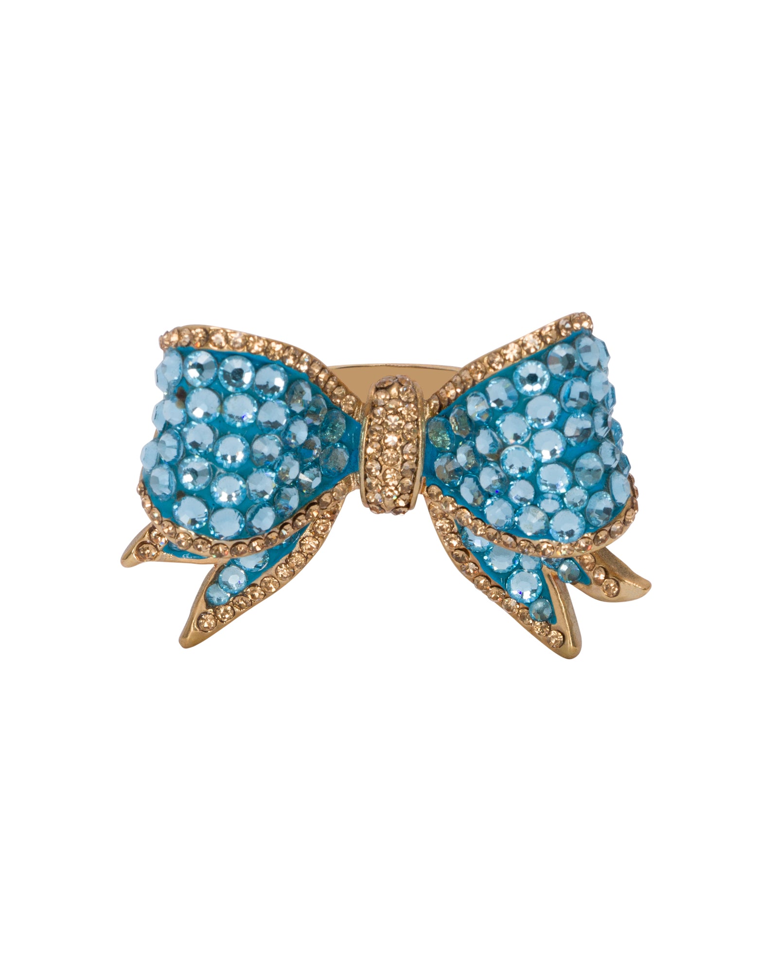 All Tied Up Rhinestone Bow Ring - Blue