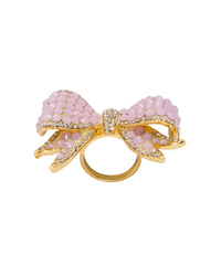 All Tied Up Rhinestone Pink Ring - Baby Pink