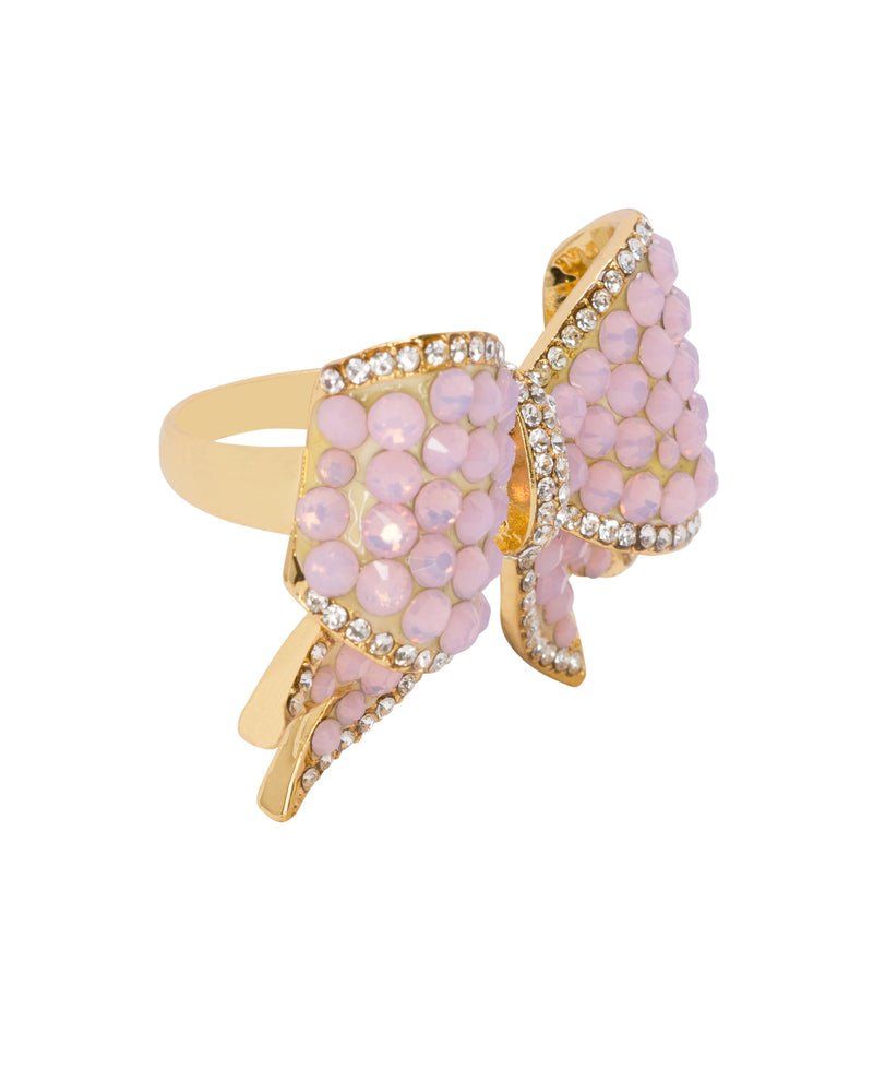All Tied Up Rhinestone Pink Ring - Baby Pink