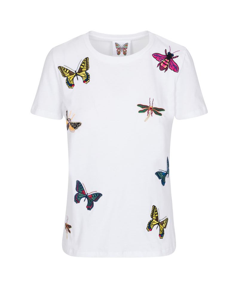 The Jitterbug Embroidered T Shirt - White