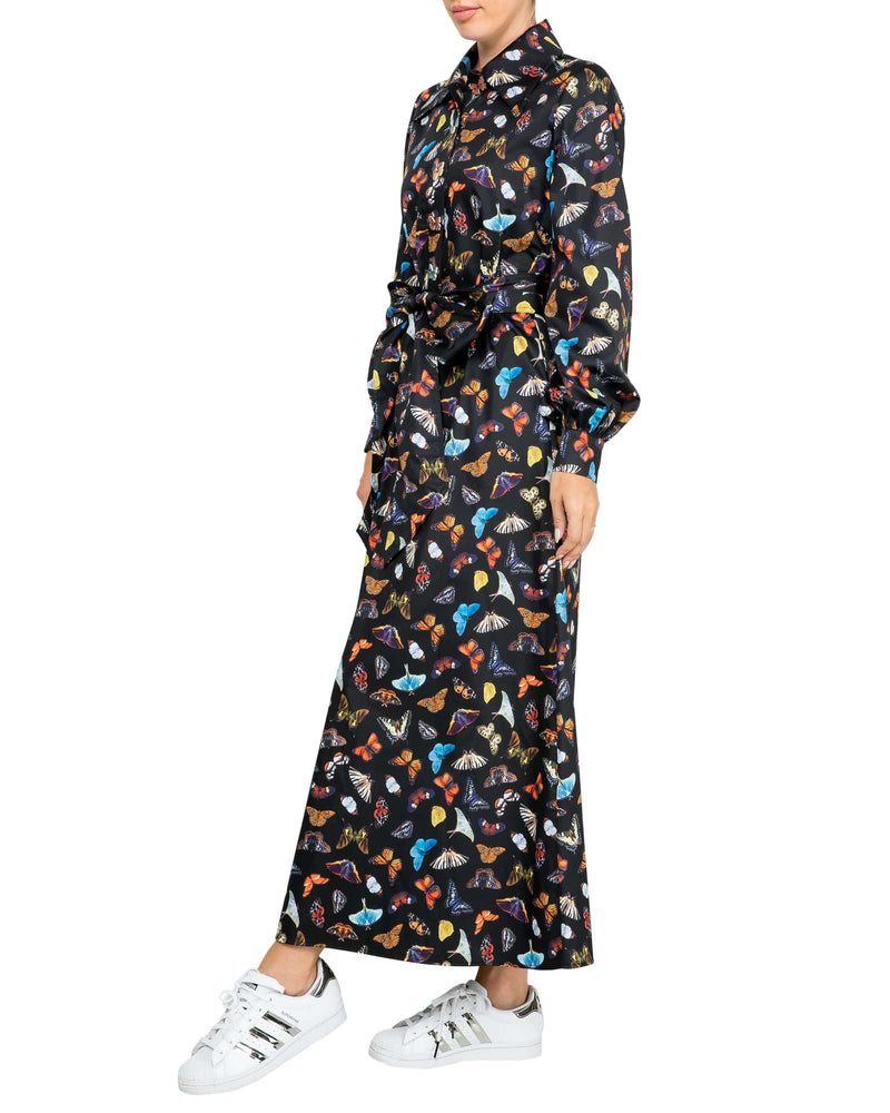 The Butterfly Shirt Maxi Dress - Black