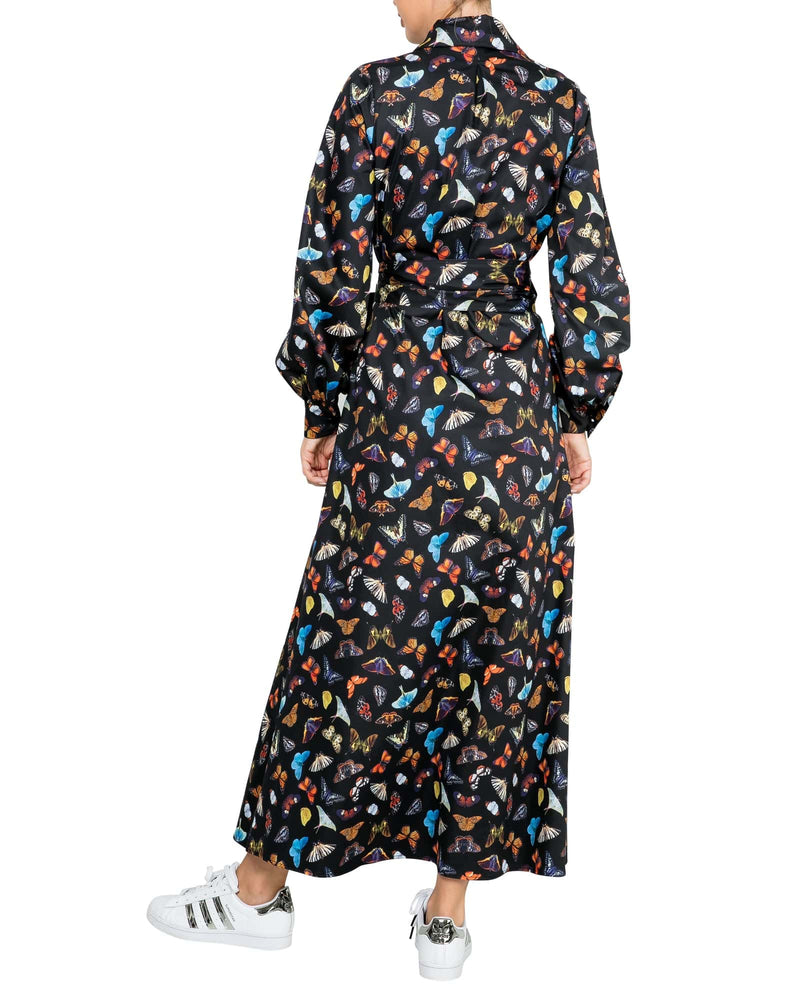 The Butterfly Shirt Maxi Dress - Black