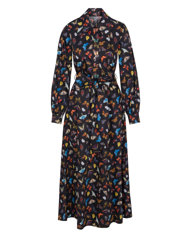 The Butterfly Shirt Maxi Dress - Black