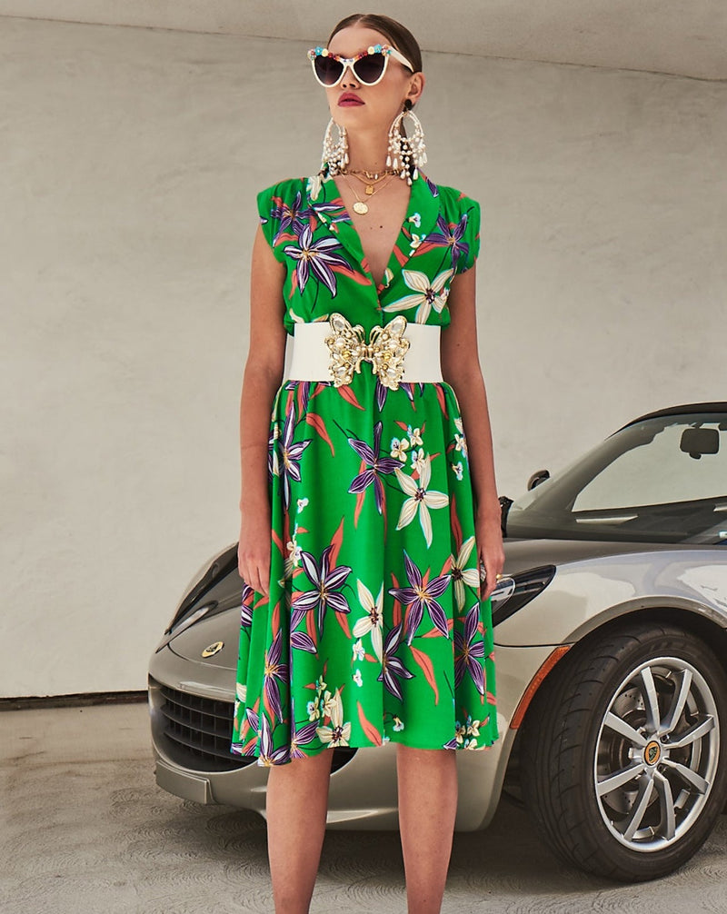 The Honeysuckle Midi Dress - Emerald