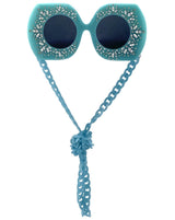 Elton Bling Rhinestone Funglasses - Light Blue