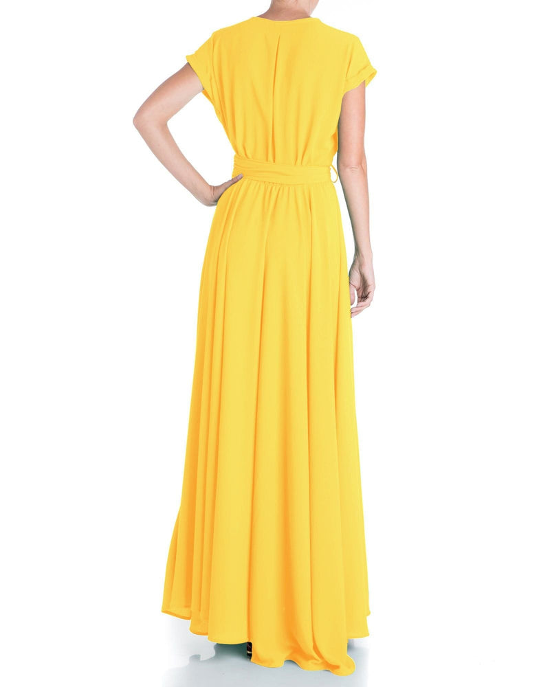 Buy Canary Yellow Chiffon Flowy Maxi Dress with Embroidery KALKI Fashion  India