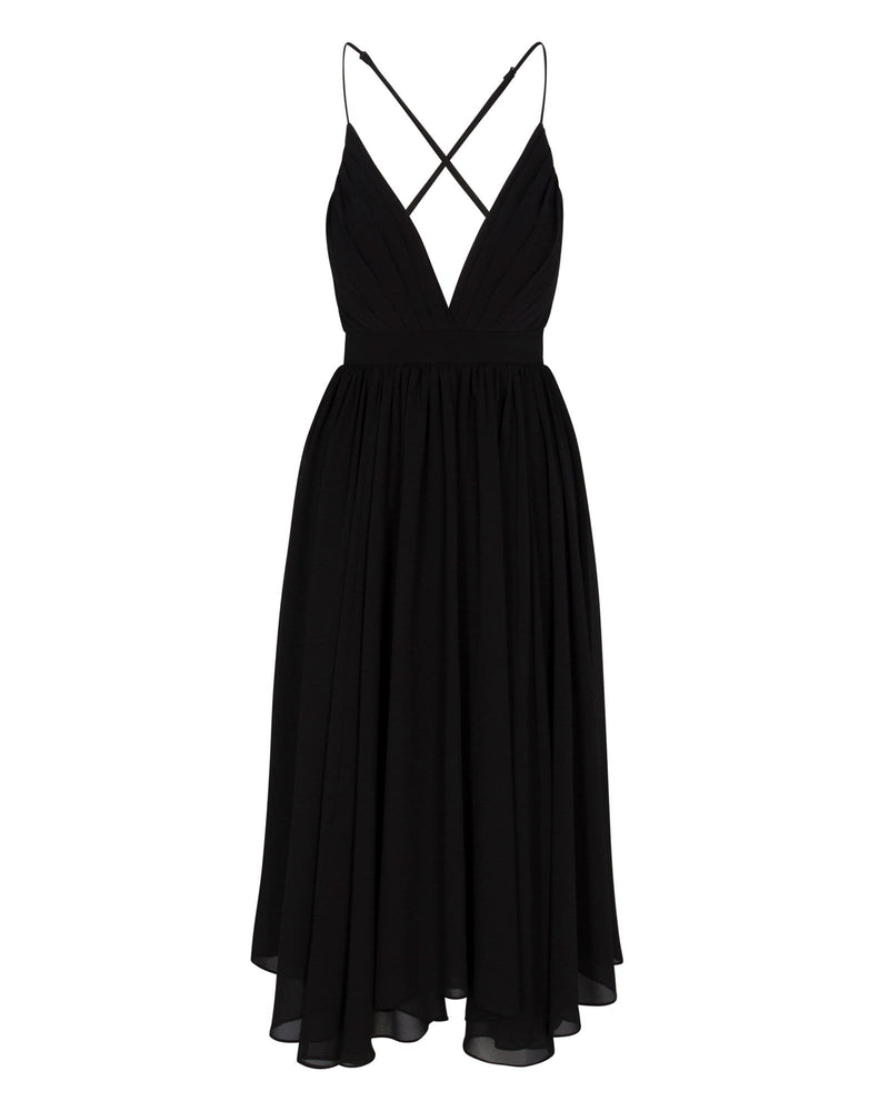 Enchanted Garden Midi Dress - Black