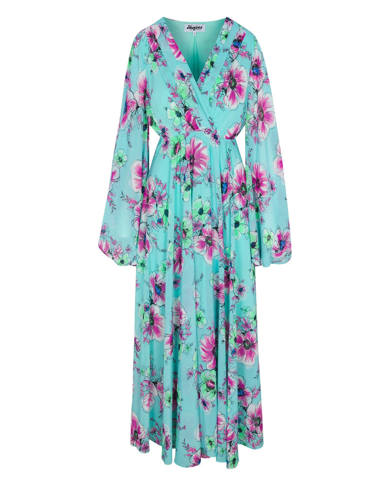 Sunset Maxi Dress - Turquoise Peony