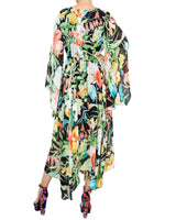 Sunset Midi Dress - Black Watercolor