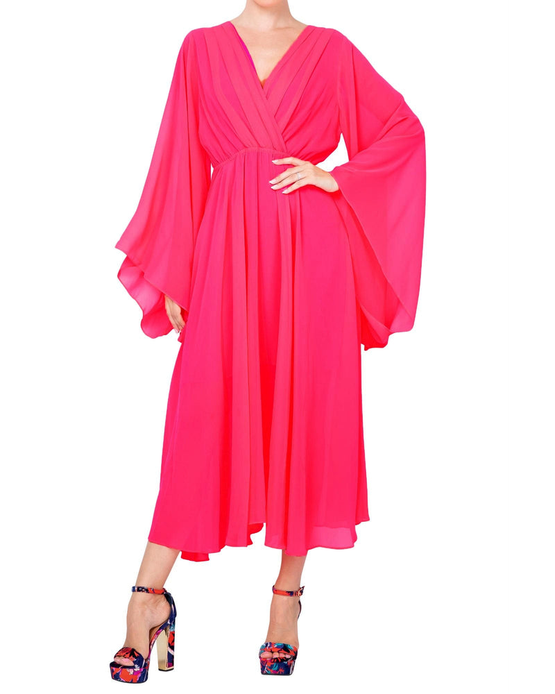 Sunset Midi Dress - Neon Pink