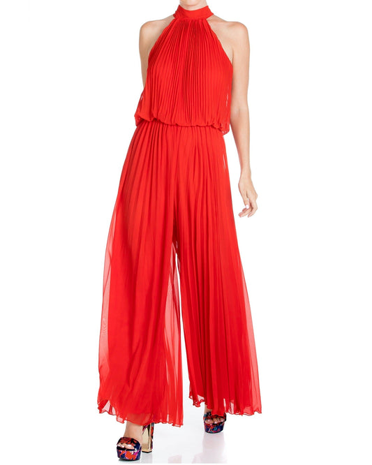 Wild Orchid Pleat Jumpsuit - Tomato