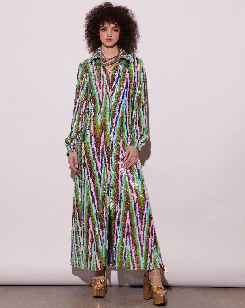 Martini Maxi Dress - Lime Glitter