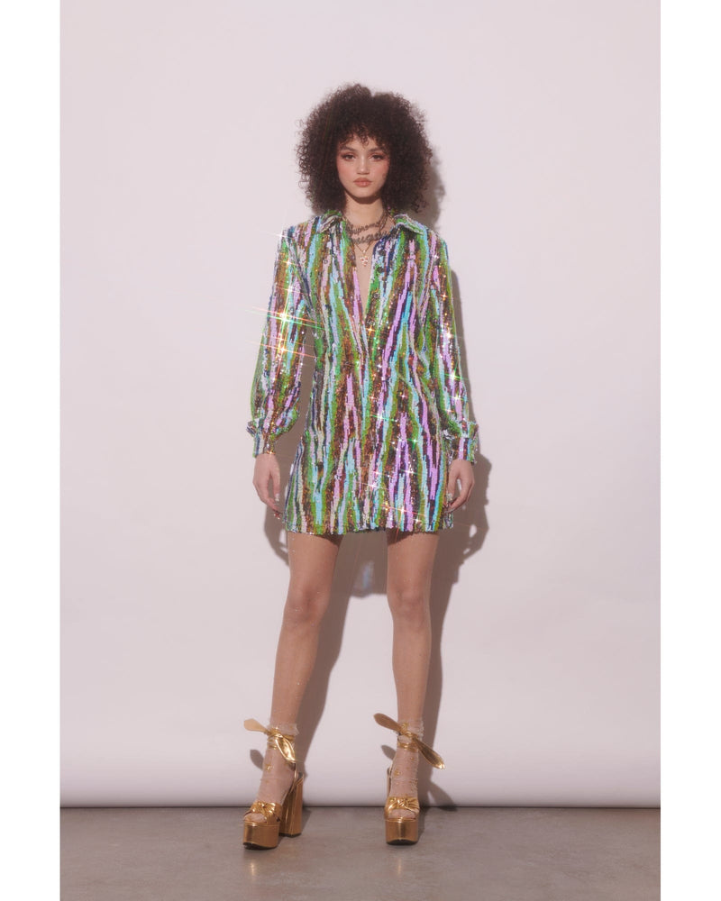 Martini Dress - Lime Glitter