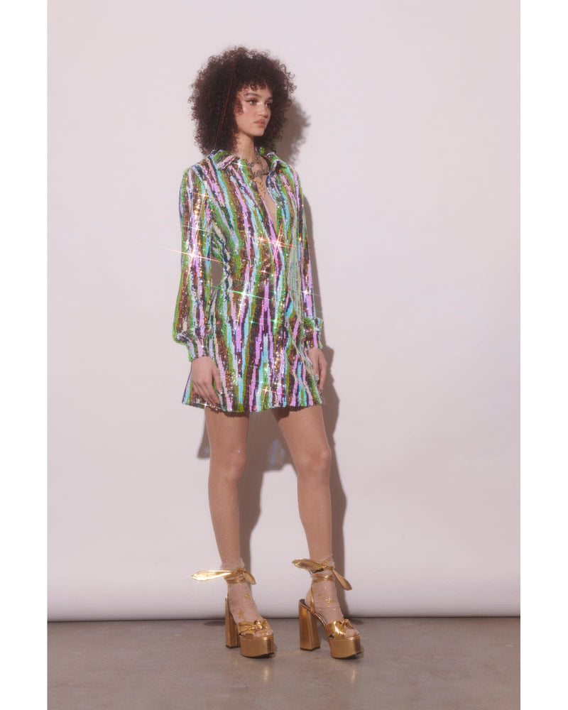 Martini Dress - Lime Glitter