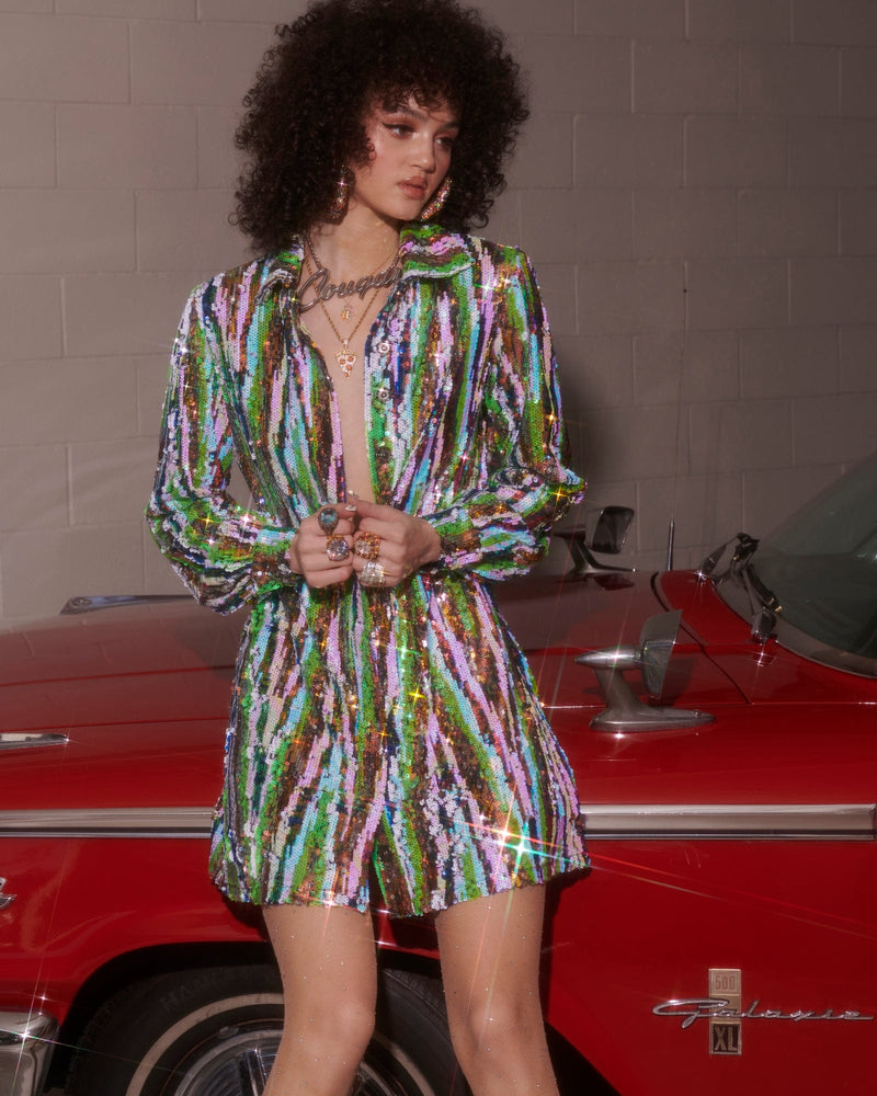 Martini Dress - Lime Glitter